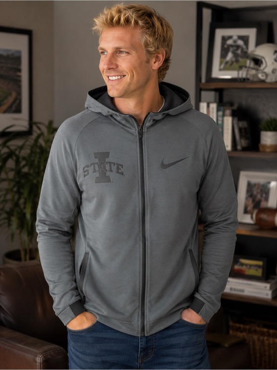 Nike Other - Nike Iowa State Gray Lightweight Full-Zip Hooded Dri-fit Hoodie Size L